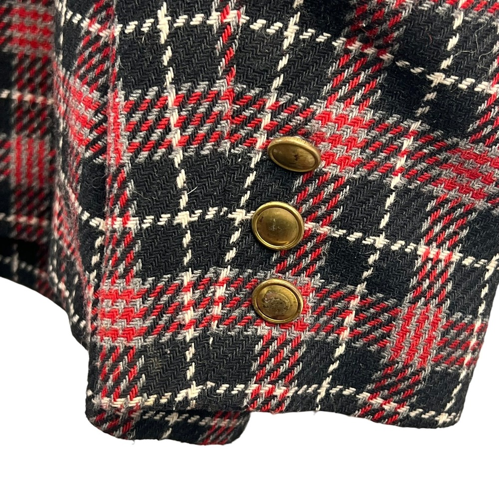 VTG Haberdashery Plaid Womens Suit Red 12P Wool Blend Academia Tartan Plaid - Picture 8 of 12